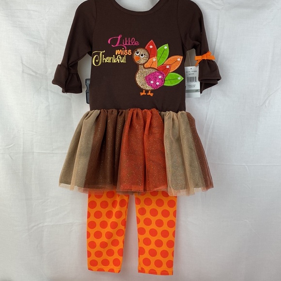 NWT Emily Rose 2 Piece Girls Thanksgiving Outfit Top-Dress and Pants - Picture 10 of 12